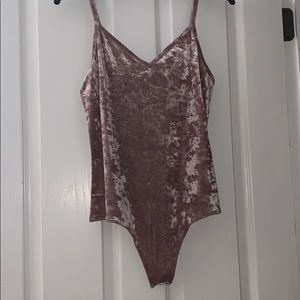 Pink velvet bodysuit